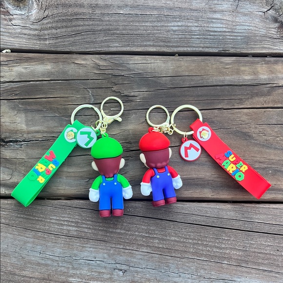 Super Mario and Luigi Bag Charm/ Keychain Bundle With Gold Tone Hardware New - Picture 3 of 3